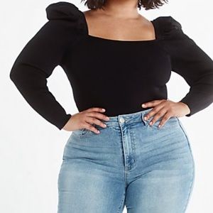 Black puff sleeve top